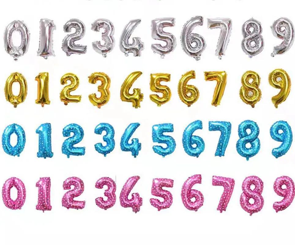 

16 32 inch digital foil balloon rose gold silver blue color number birthday balloon party decoration baby supplies balloon heliu