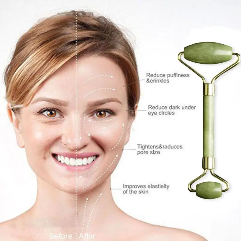 2 шт. натуральный нефритовый массажный роликовый лицевой релаксации массаж для похудения уход за кожей лица для spa массажа тела косметический массаж лица