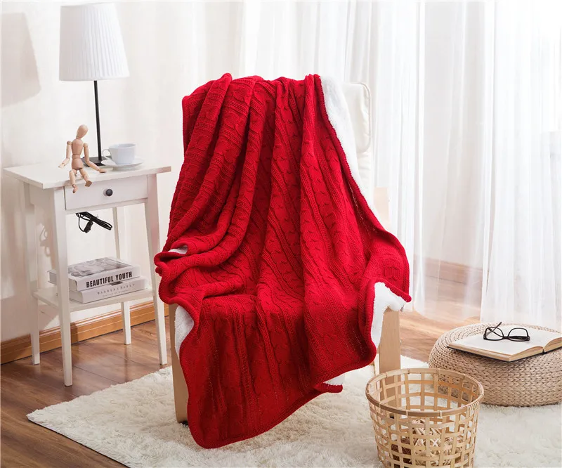 Hot Cotton High quality Sheep velvet Blankets Winter warmth Knitted wool blanket Sofa/Bed cover quilt Knitted bl