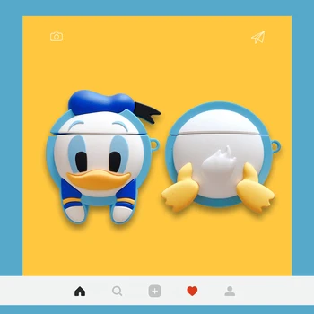 

3D Cute Cartoon Funny Duck Headphone Accessories Cases For Apple Airpods 1/2 Silicone Protection Earphone Cover with Hook