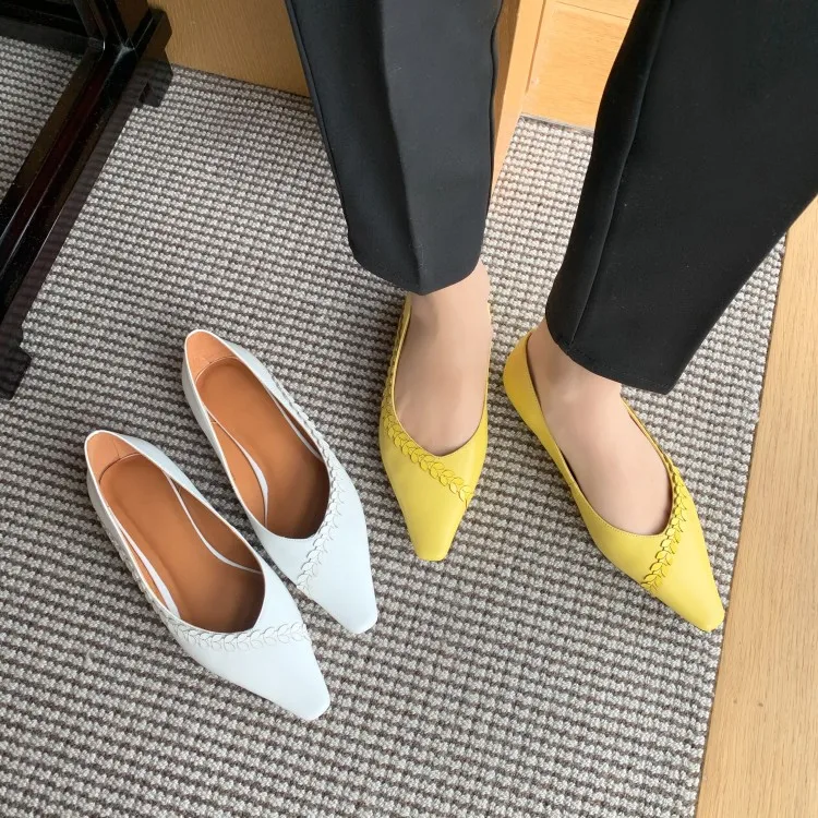 

2020 New Style Shoes Women's Tennis Red Graceful Wheat Flower Low Heel Low-Cut WOMEN'S Genuine Leather Shoes Side Scoop Bootie W