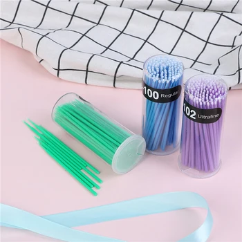 

100 Pcs Lint Free Micro Brushes Disposable Individual Removing Swab Micro Brush Lash Makeup Eyelash Brushes Make Up Tools