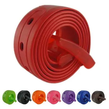 

Men's Women's Silicone Belt Rubber Plastic Buckle Plain Leather Style Adjustable-Pink