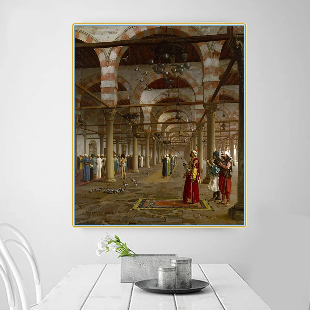 

Citon Jean-Leon GeromePrayer in the MosqueCanvas Oil Painting World Famous Artwork Picture Modern Wall Decor Home Decoration