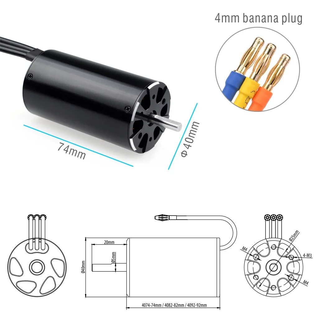 Small boats engine brushless motor for Rc boat rocket 4074 60000 rpm high torque motor Custom