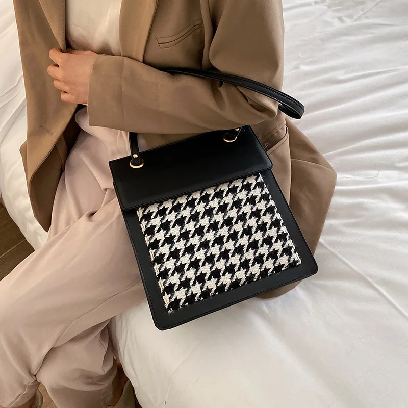 

Retro Plaid Shoulder Big Bag WOMEN'S Bag New Style 2019 Fashion Autumn And Winter WOMEN'S Bag Textured Versatile Large-Volume WO