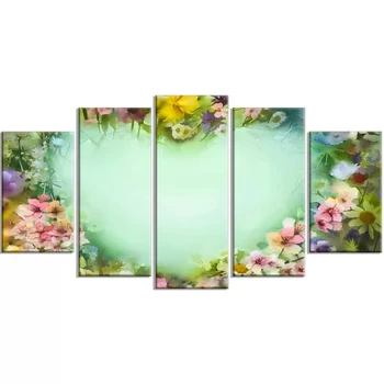 

5 Pcs Modular Hd Prints Fog Pictures Beautiful Flowers Love Home Decor Painting Canvas Poster Wall Art For Living Room Framework
