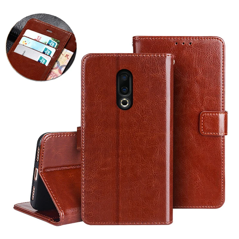 

Cover for Meizu 16 16x 16th Plus leather case Protective Cover Retro wallet flip case For Meizu X8 V8 Pro Note 9 Silicone Case