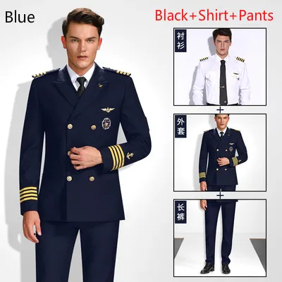 Американский военно-морской флот Униформа полковника комплекты Для мужчин платье яхта капитанская форма Для мужчин s военно-морской флот Admiral одежда авиационная форма костюм костюмы - Цвет: Blue 3 Sets