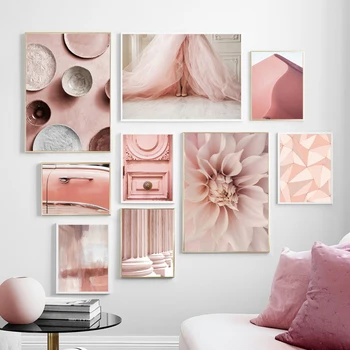 

Pink Wedding Dress Flower Desert Drawer Wall Art Canvas Painting Nordic Canvas Posters And Prints Wall Pictures For Living Room