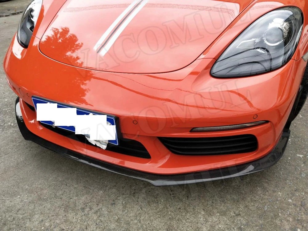 Карбоновый передний спойлер для губ, пригодный для Porsche 718 Cayman Boxster Base S Coupe головной бампер Защита подбородка автомобильный Стайлинг