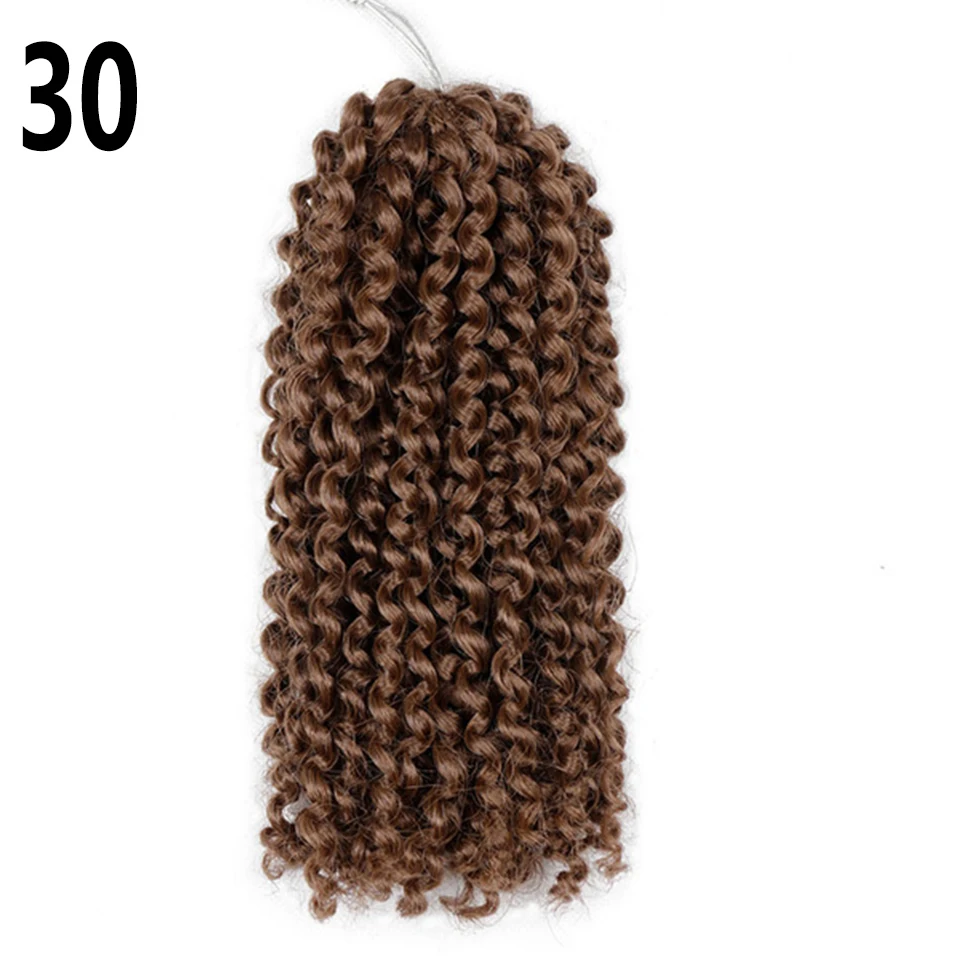 Marley Curly Crochet Hair Extensions for Women Ombre Short Braiding Afro Bulk Colorful Kinky Synthetic Hair for Afri-American - Цвет: #30