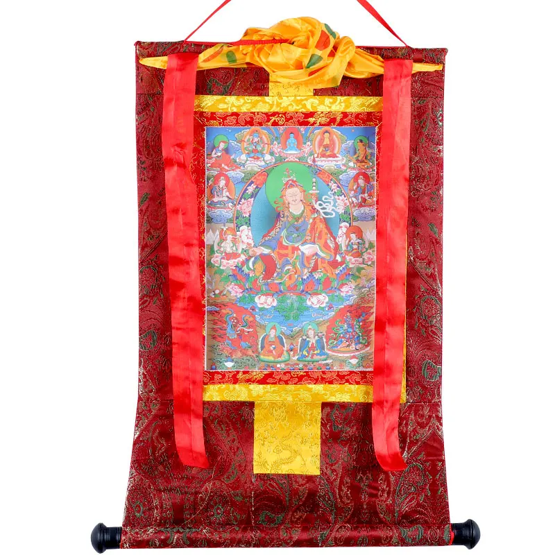 Thangka Тибетский ручной работы двухэтажный статуи Будды Thangka Висячие тибетские украшения гостиной фрески длинные 125 см