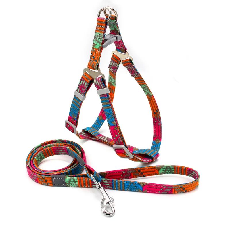 No-Pull-Dog-Harness-Set-with-1-2m-Dog-Leash-Size-Adjustable-Canvas-Print-Harness-for (4)