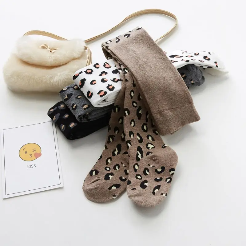 Fashion Retro Leopard Pantyhose For Girls Autumn Winter Children Baby Tights Soft Combed Cotton Tights 2-9 Years old kids Pants