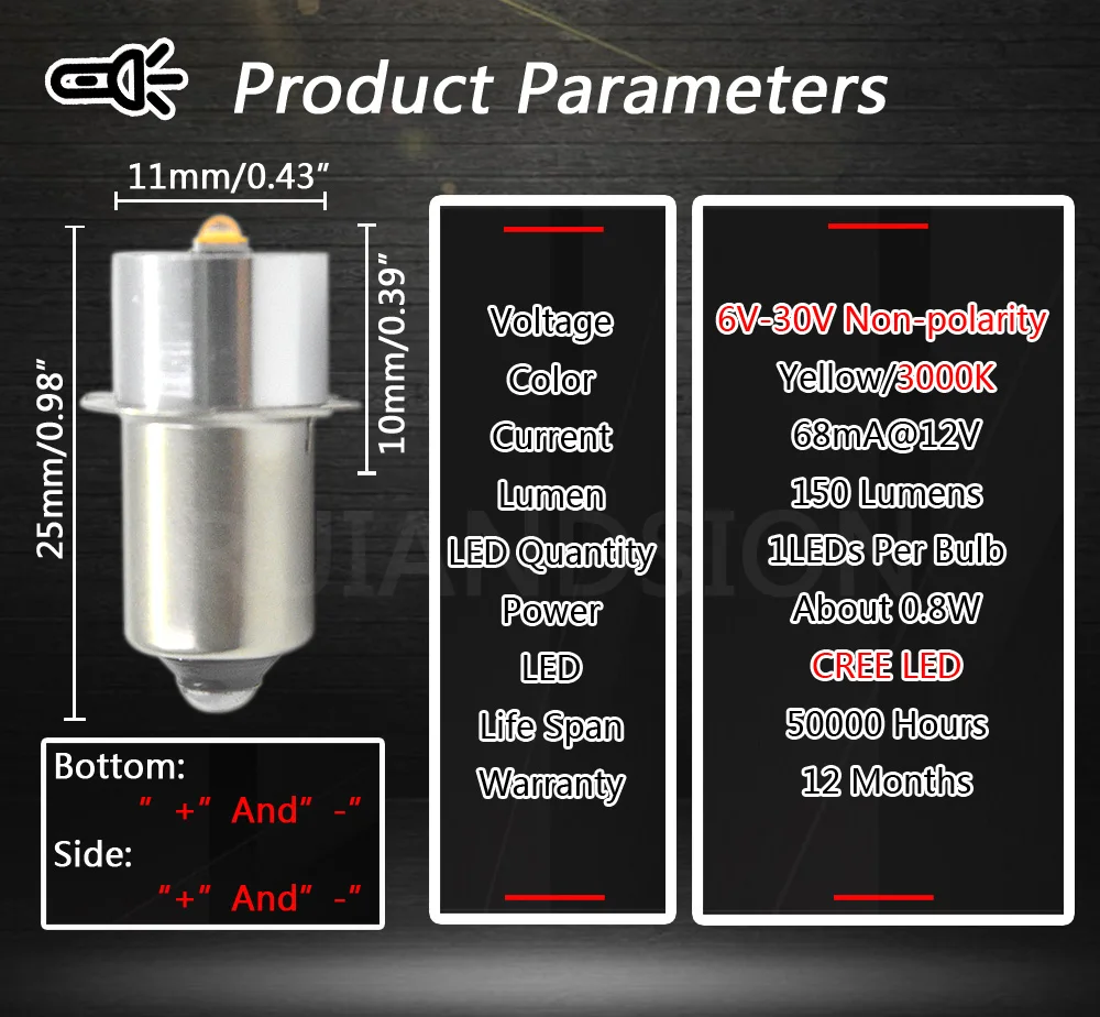 P13.5S 3 Вт светодиодный фонарь для фонарей сменный велосипеда DC3V DC4.5V AC/DC6 24V|Передние