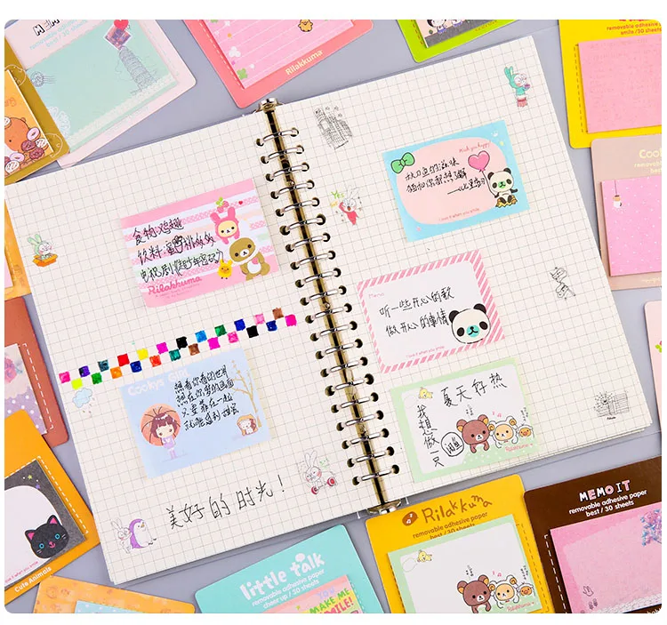 Милая мультипликационная кавай-девочка животное медведь кошка post-it заметки книга сообщение Блокнот Наклейка для планировщика офисные канцелярские принадлежности Школьные принадлежности