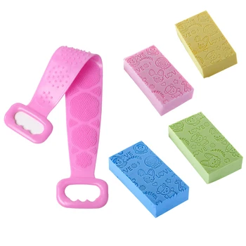

Boys Girls Long Massage Sauna Room Kids Shower Bathroom Hotel Multifunction Silicone Scrub Bath Brush Home Travel Elastic Salon