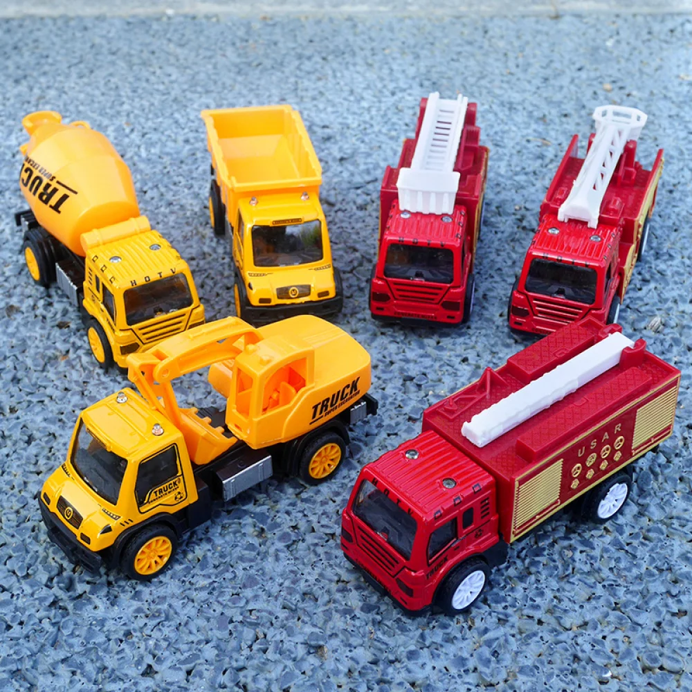 3PCS RC car truck excavator Model kit Pull back Construction engineering cars Vehicle fire fighting car Boy Toys Gift Toy kaidiwei 1 72 3pcs alloy fire truck toy car set 119 rescue car ladder fireman model toy educational toy birthday gift for child