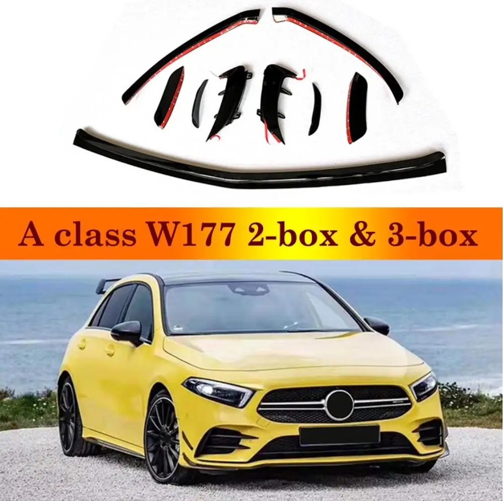 9 шт./компл. ABS черный глянец передняя губа сплиттер наборы для Mercedes W177 2-коробка 3-коробка стайлинга автомобилей задний бампер сплиттер Canard