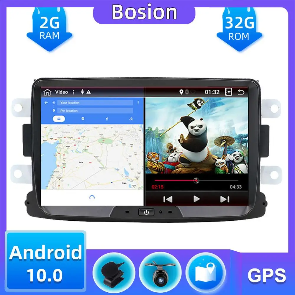 Четырехъядерный автомобильный dvd проигрыватель 1 din с радио gps видео android 10 0 для Dacia