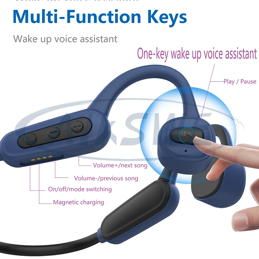 Fones de Ouvido Água sem Fio Fone de Ouvido Ipx8 à Prova Aikswe Condução Óssea Natação Dwireless Bluetooth Mp3 Player Música Esporte Ajustável Cinta 16gb - Image 6