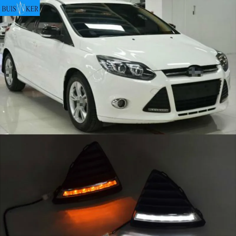 

Дневные ходовые огни для Ford Focus 3 MK3, водонепроницаемые светодиодные противотуманные фары дневного света с затемнением для Ford Focus 3 MK3, 2012, 2013, 2014, 12 В