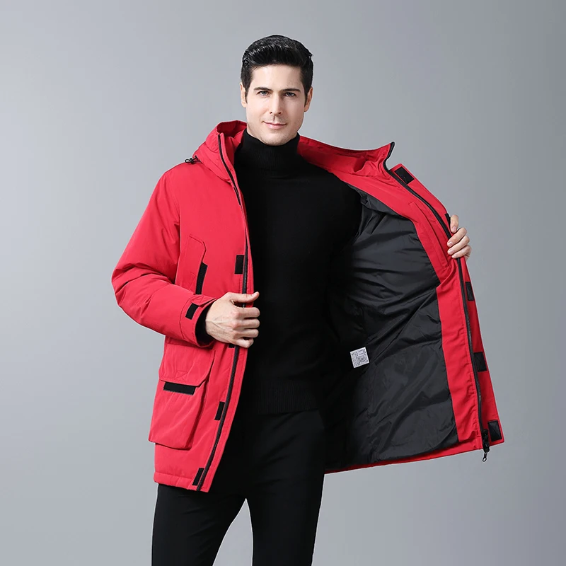 High Quality Winter Jacket Men Hooded Windproof Waterproof Men's Long Down jacket Parka Coat 90% White Duck Down Jackets