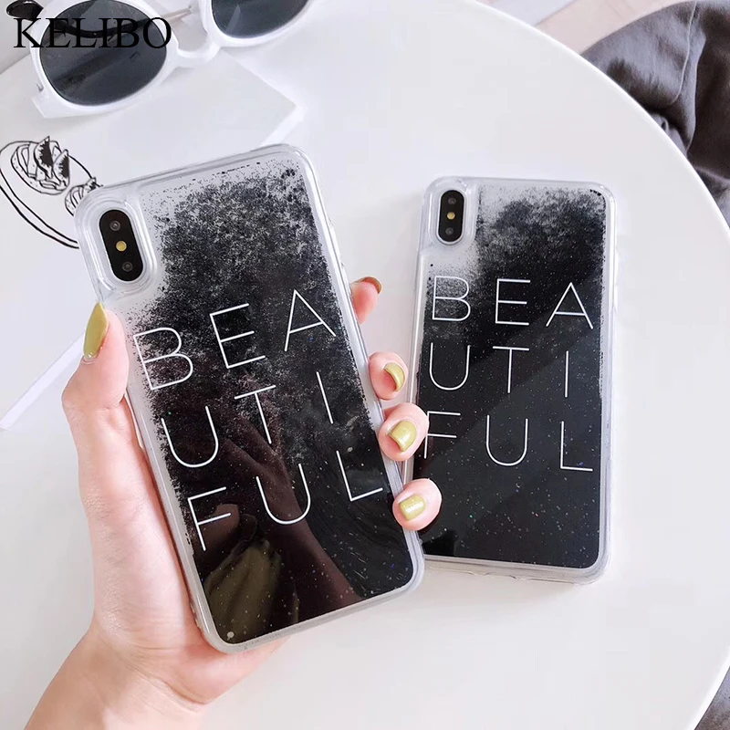 

Luxury Flowing Quicksand Soft Cover Case for iPhone X XR XS Max Liquid Phone Cases For iphone 6 6S 7 8 Plus X Back Shell Black