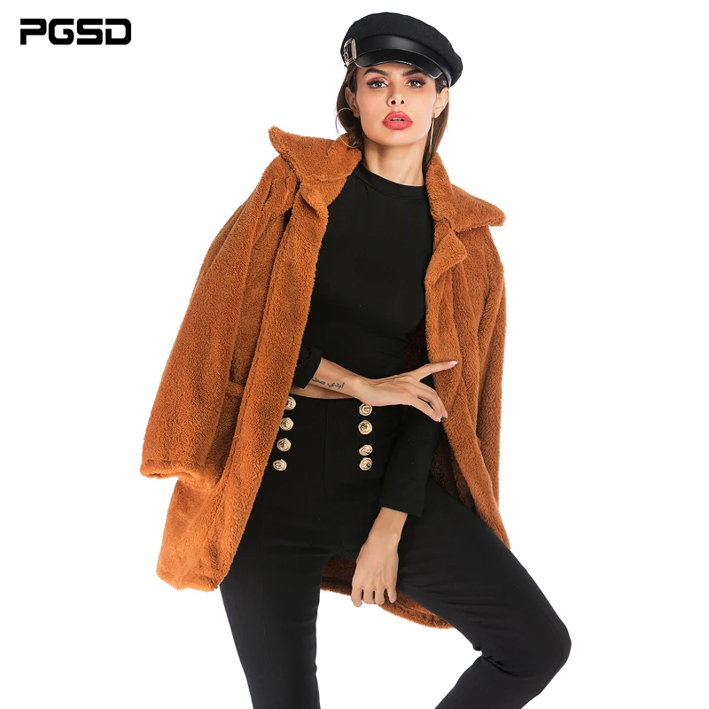 

PGSD New Autumn Winter Soft comfortable warm female sweater cardigan Woolen Double-side Plush pocket casual solid Women Clothes