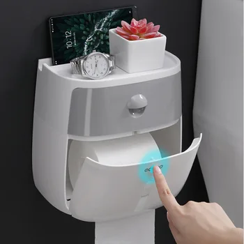 

Multi-function double-layer tissue box shelf semi-automatic toilet toilet tray household free punching creative waterproof