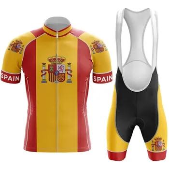 

Spain National Tour cycling team kit Men short sleeve jersey bib shorts traje conjuntos bicicletaismo quick-dry bicycle apparel