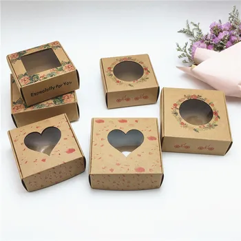 

50PCS Paper Transparent PVC Window Aircraft Gift Boxes Kraft Products/Favors Jewelry Packing Box Beautiful Gift Display Box