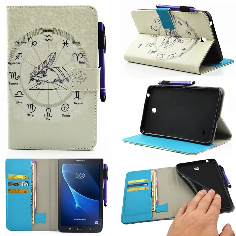 High Quality Case For Samsung Galaxy Tab 4 T230 T231 T235 Tablet Stand Wallet Card Holder Cover SM-T230 Tablet+ Pen+ Film | Компьютеры и
