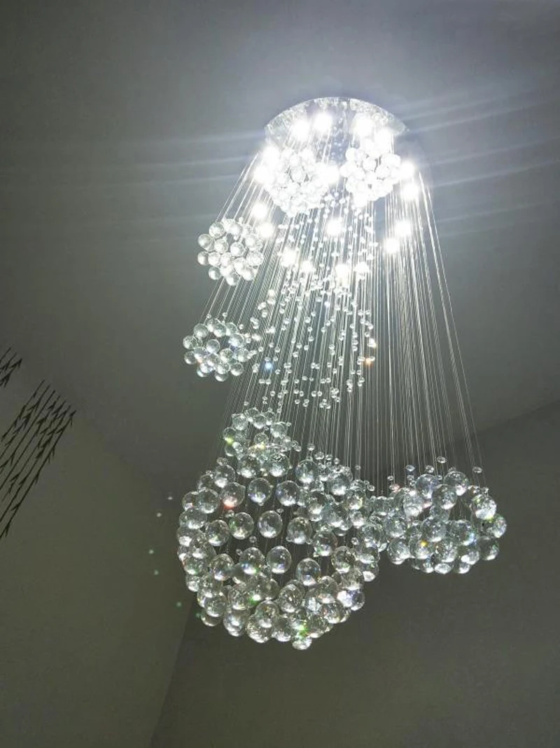 Modern Large Chandelier 13PCS Lustre Crystal Ball Design Chandeliers Large Lustres De Cristal Lights D80xH300cm Guarantee 100% round chandelier