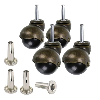

4 Pack 2 Inch Ball Caster Stem Caster Wheel with Sockets,Vintage Antique Swivel Caster for Furniture,Sofa,Chair,Cabinet