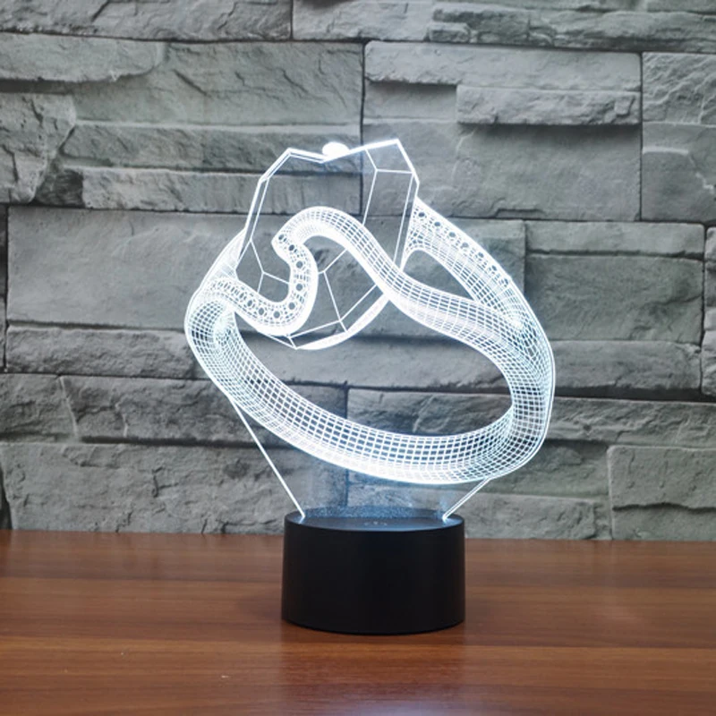 Valentine's Ring7 Color Lamp 3d Visual Led Night Lights For Kids Touch Usb Table Lampara Lampe Baby Sleeping Nightlight Motion