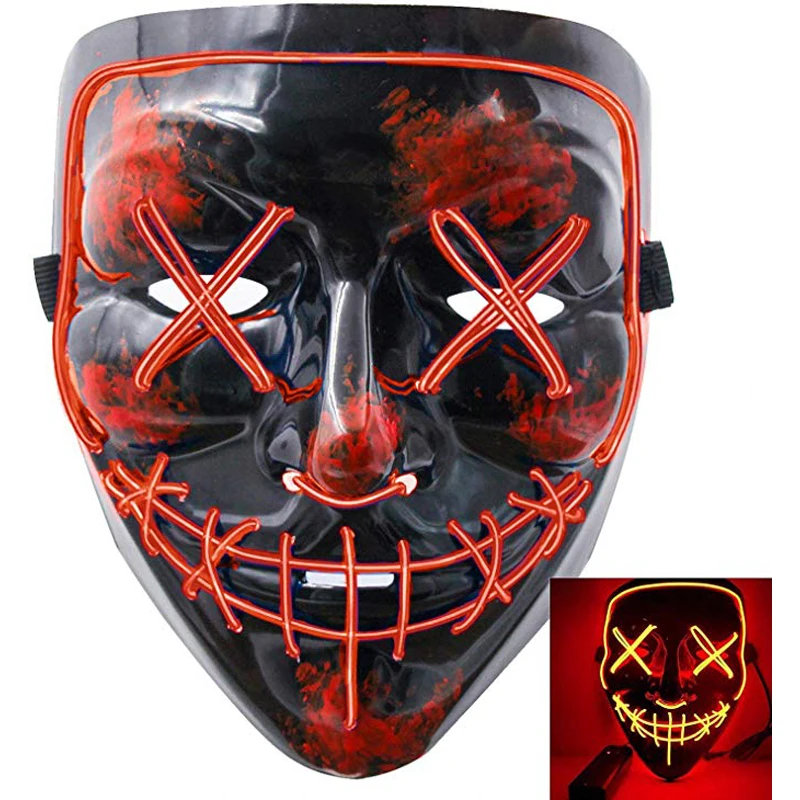 

Halloween Scary Mask Cosplay Led Costume Mask EL Wire Light up for Halloween Festival Party Red Yellow Green Pink Purple Green