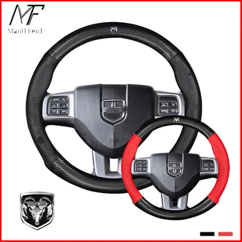 

ManH FenT Carbon Fiber Leather Car Steering Wheel Cover Dodges Viper Caliber Journey Ram 1500 Challenger Charger Nitro Durango