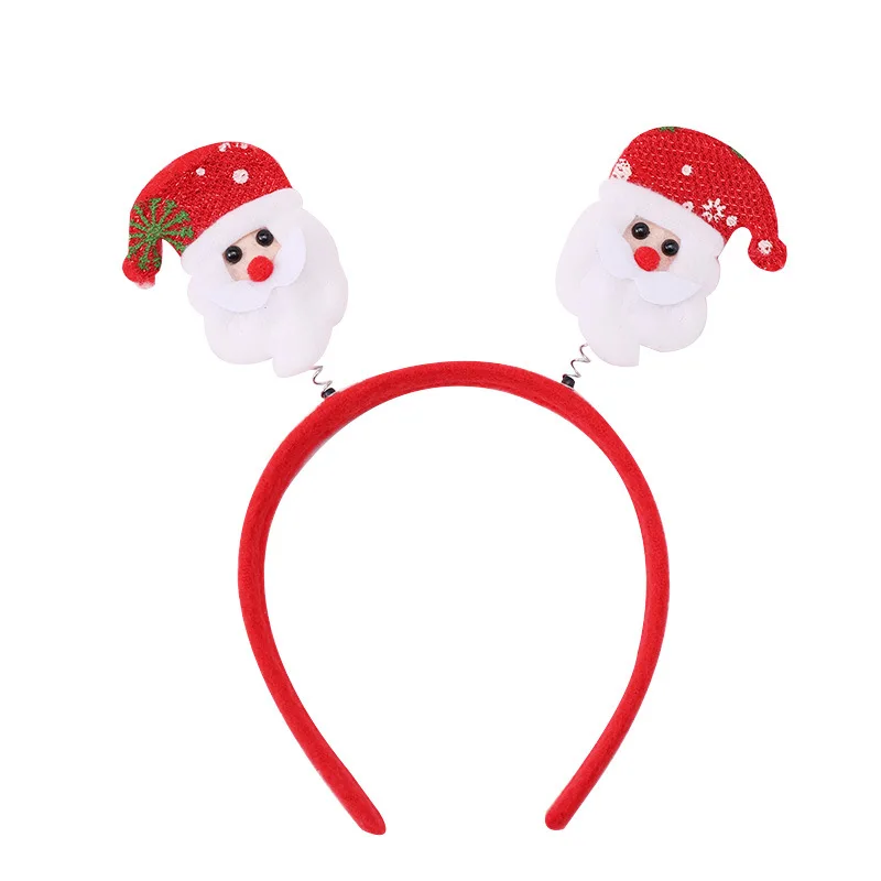 CN Glitter Christmas Hairbands For Girls Kids Cartoon Santa Claus Snowman Antler Tree Sequin Headband Party Hair Accessories - Color: 3