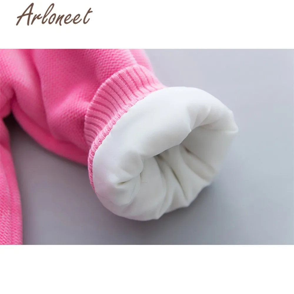 Одежда arloneet; пальто для новорожденных; зимнее плотное пальто для девочек; Верхняя одежда с капюшоном и рисунком кролика; куртка на молнии с карманами; пальто для маленьких девочек