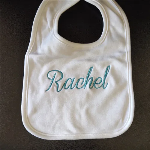 Name Personalised Baby bib 100% cotton White Plain Newborn Baby Saliva Funny Birthday Gift For Baby Anniversary shower gift baby accessories Baby Accessories