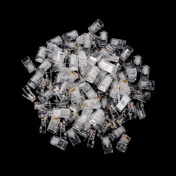 

25/100PCS Gold plated RJ45 Net Network Modular Plug Cat5 CAT5e Connector 8P8C utp Unshielded Modular Rj45 Plug