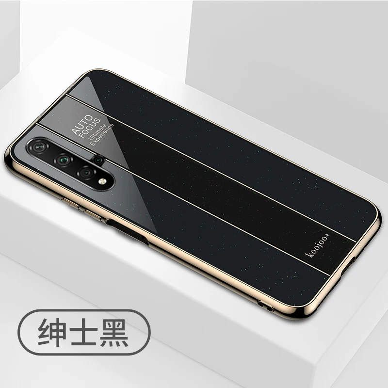 Porsche Cases For Huawei Honor 20 Pro Case Plating Tempered Glass Back Capa+Soft TPU Edge Phone Cover Nova 5 5i Funda | Мобильные