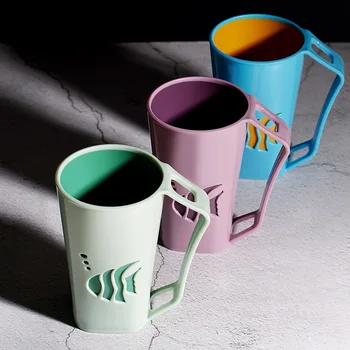

Creative Solid Color Cup Mouthwash Toothbrush Cups Household Couple Coffee Travel Mug Plastic Simple Double Layer Mugs Drinkware