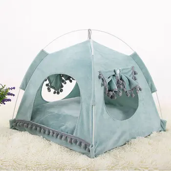 

Pet Dog House Spring Summer Cat Tent Four Seasons Universal Kennel Removable Washable Pet Nest with Cushion Removable Pet Bed