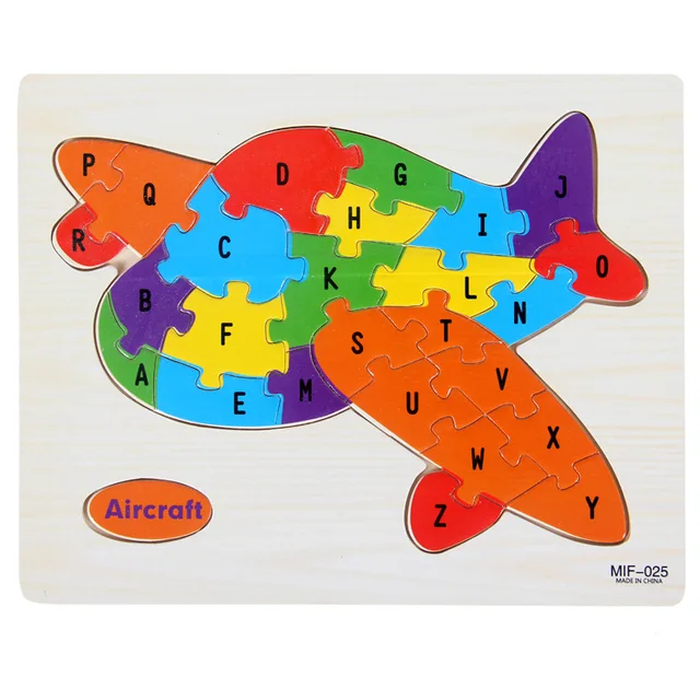 Kids Intelligence Baby Toy Wood Puzzles Cognition English Letter Building Wooden Animal Jigsaw Puzzle Toys for Children Toddler 5