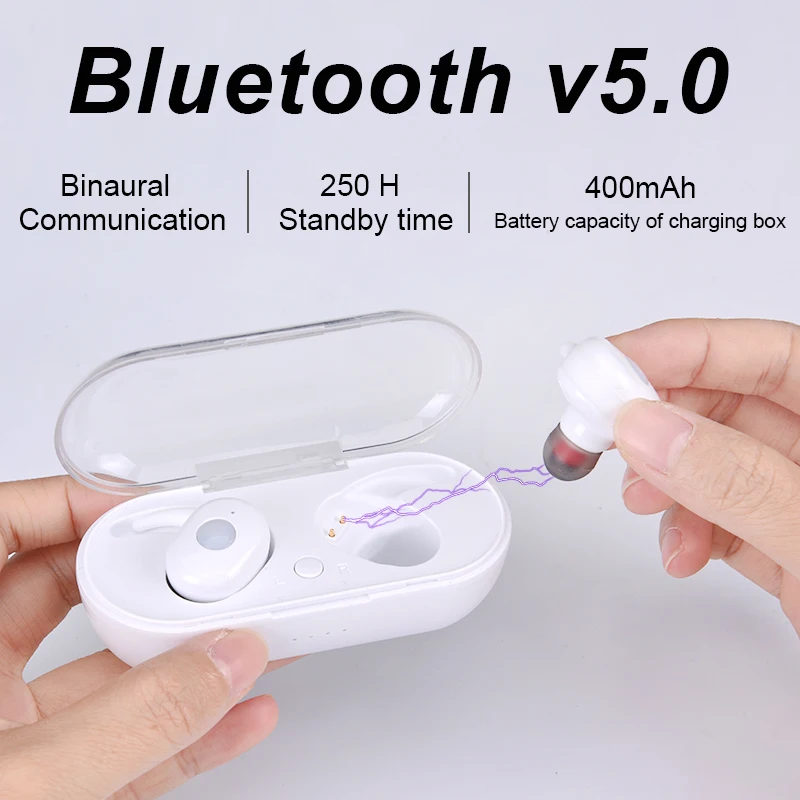 Беспроводные Bluetooth наушники TWS спортивные водонепроницаемые V5.0 шумоподавление