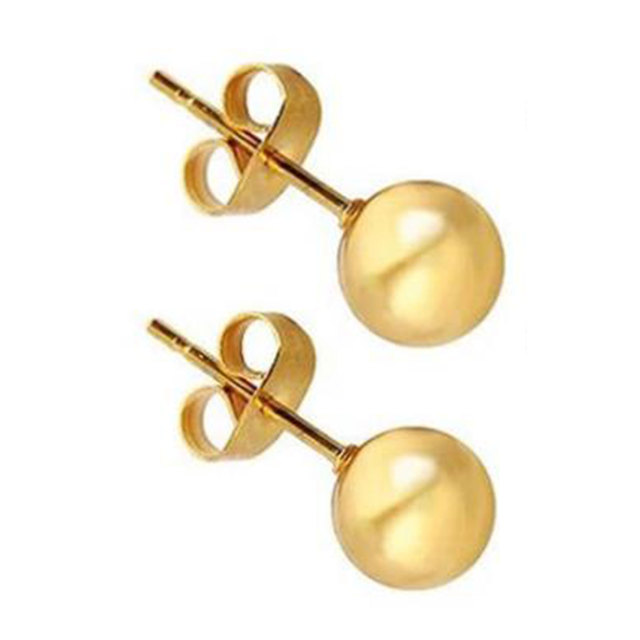 Steel Ear Post Stud Earrings For Women Men Jewelry Gold Silver Color Ball 2-8mm Dia Fashion Jewelry Wholesale, 1 Pair