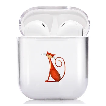 

Little Foxes pattern Cute Clear Earphone Case For Airpods 1 2 Soft Silicone Wireless Bluetooth Earphone Cover Air Pods